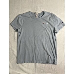 Champion Light Blue Cotton Embroidered Logo Crew Neck Short Sleeve T-Shirt M